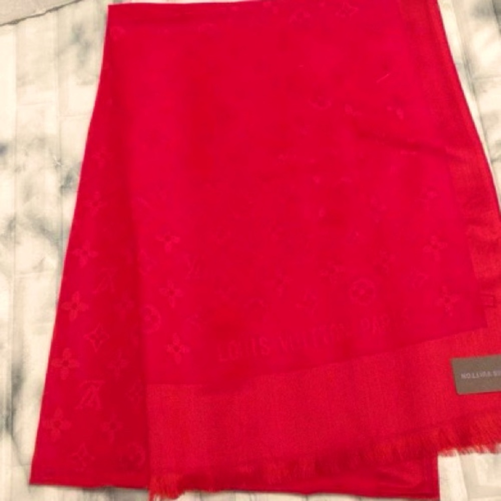 L V Châle Monogram Cashmere Silk Blend Stole Shawl Scarf in Monochromatic Colors - Picture 3 of 14